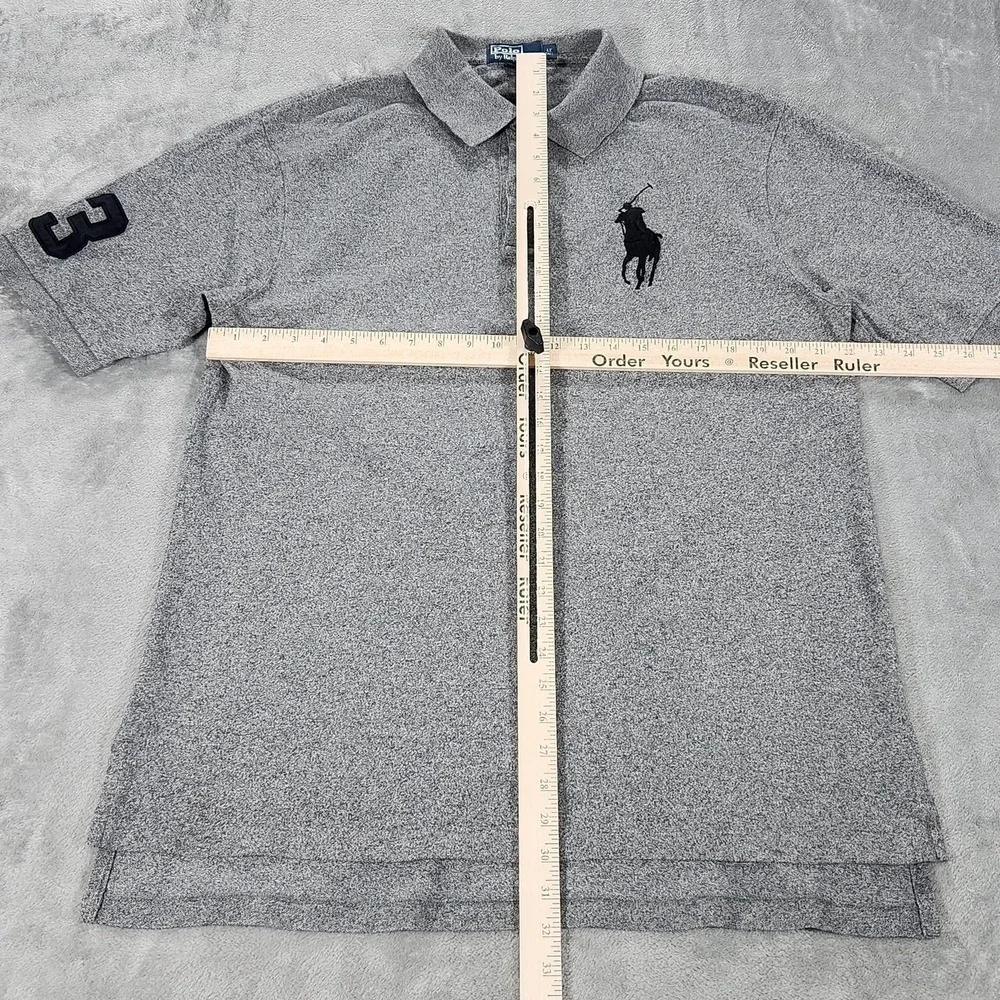 Polo Ralph Lauren Big Pony‎ 3 Polo Shirt Mens LT Gray Short Sleeve Collared Knit